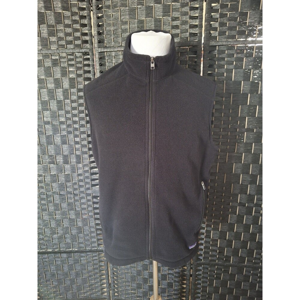 Patagonia Synchilla Fleece Vest Mens Large Black Full Zip Outdoor Hiking Y2K Vtg